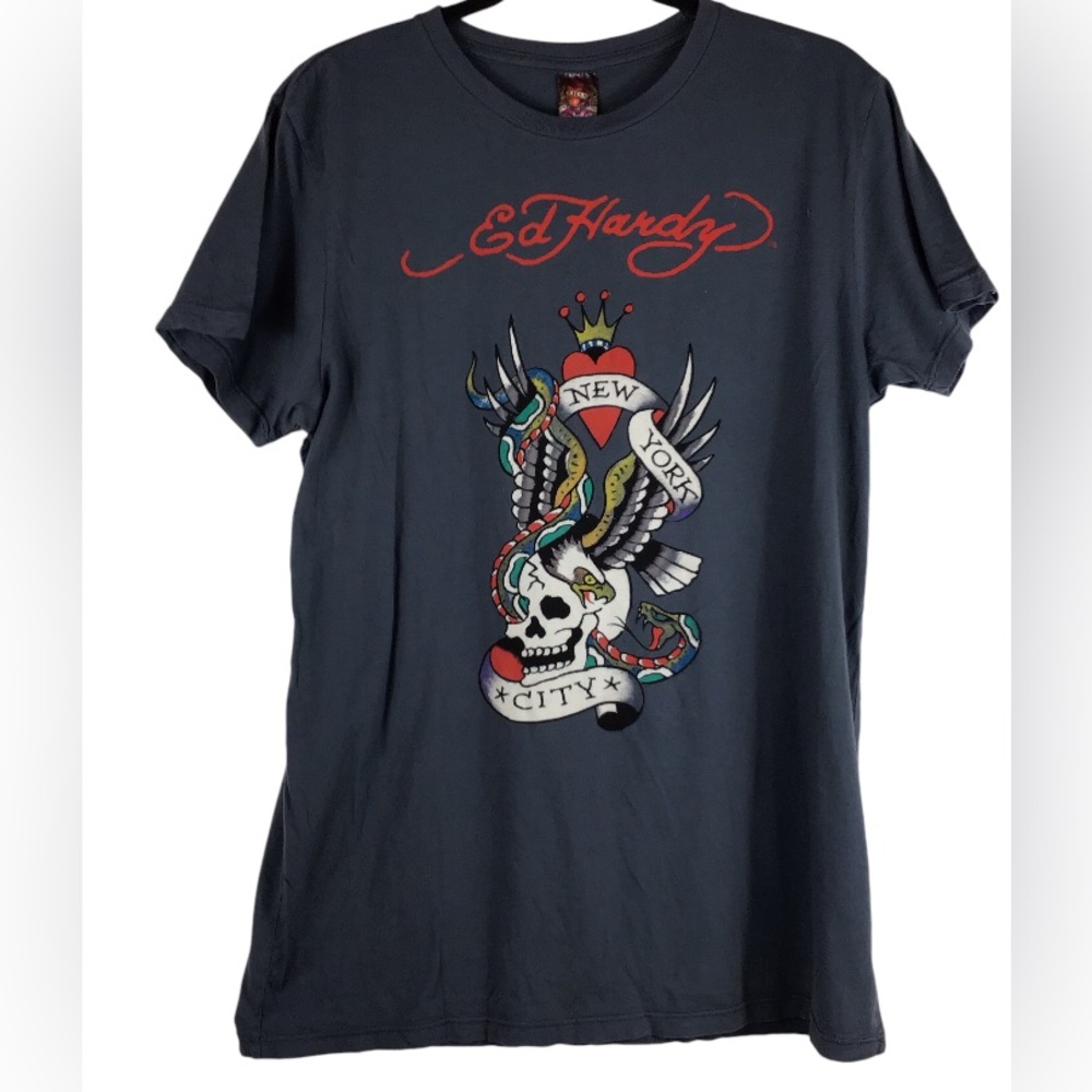 ED HARDY Short Sleeve Tee - Gray